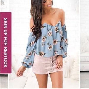 Blue off the shoulder top